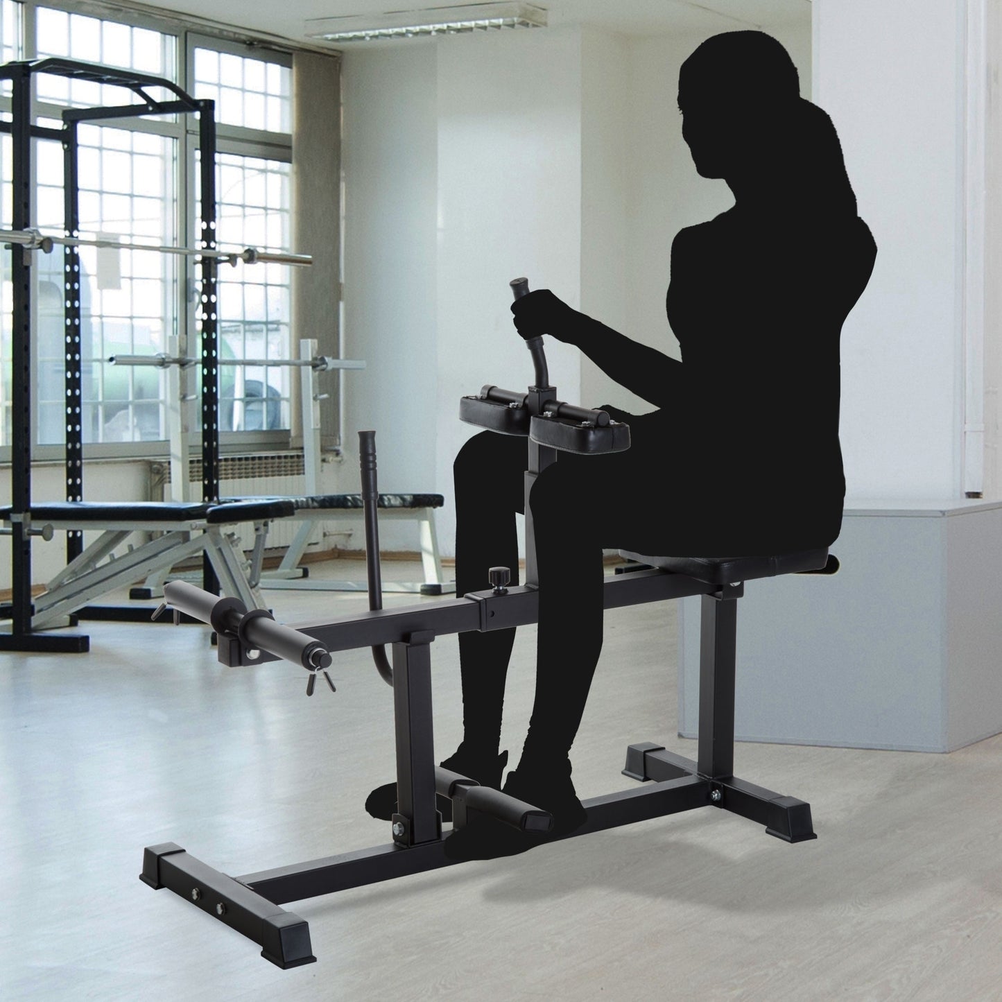 Steel Seated Calf Raise Machine Adjustable Leg Press Strength Training Gym Black